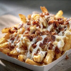 Fritas com Queijo e Bacon